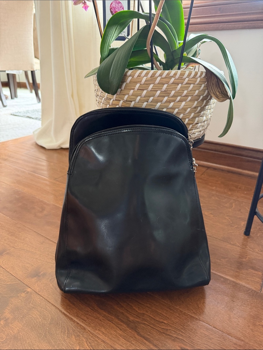 Sleek Black Women's Faux Leather Backpack